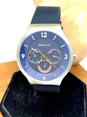 Bering Men's Watch 33441-307 Quartz Blue Dial Day Date Stainless Steel 41mm